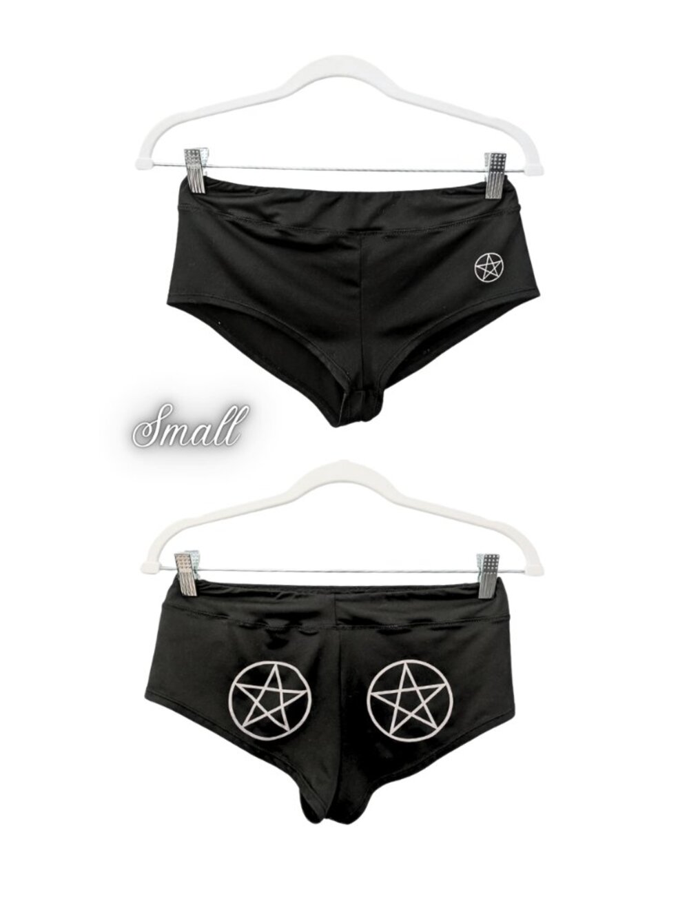 Goth Pentagram Booty Shorts Black Witchy Festival Dancewear Clubfit Rave Small